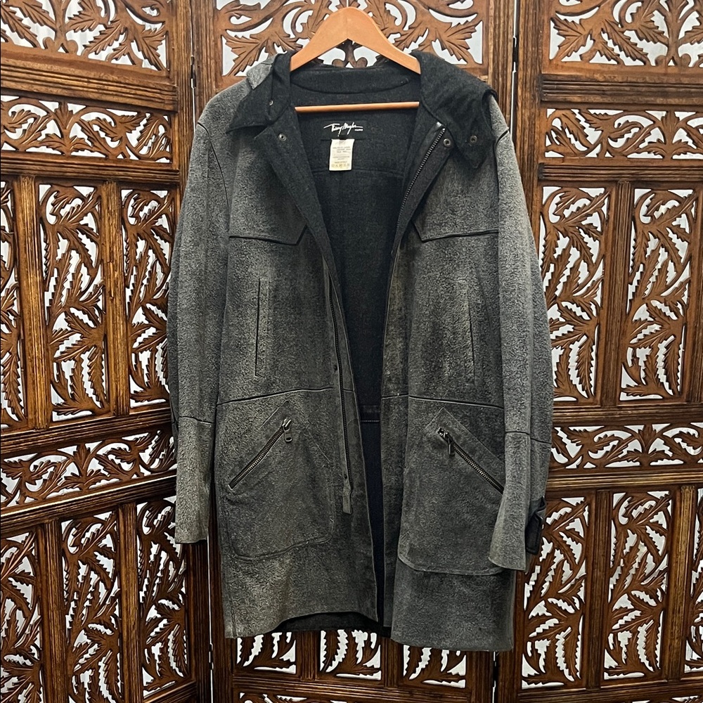Thierry Mugler Gray Leather Jacket